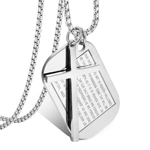 Gempoetry | Fashionable classic stainless steel cross titanium steel pendant, trendy men's versatile military brand necklace