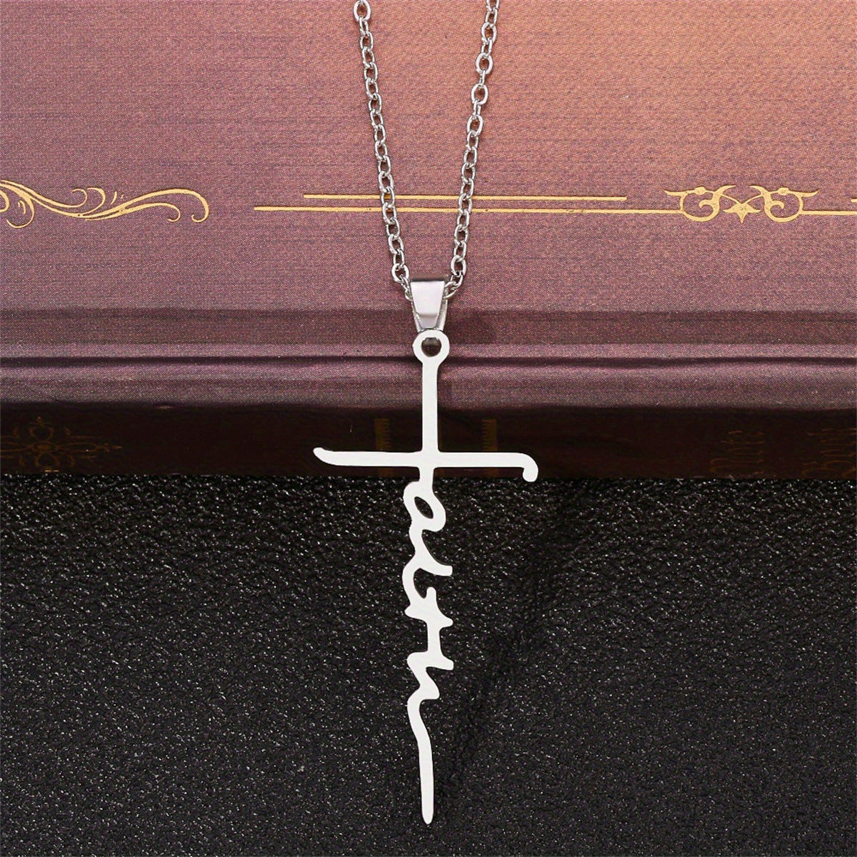 Gempoetry | Cross necklace titanium steel ins wind stainless steel jewelry letter faith pendant in stock