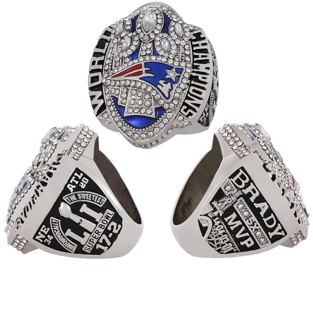 Gempoetry | 51st NFL 2016-2017 New England Patriots Super Bowl 5th Championship Ring Men's Ring Jewelry