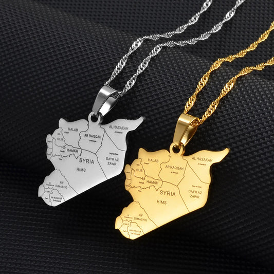 Gempoetry | Map City Pendant Necklace Men's and Women's Personality Stainless Steel Necklace