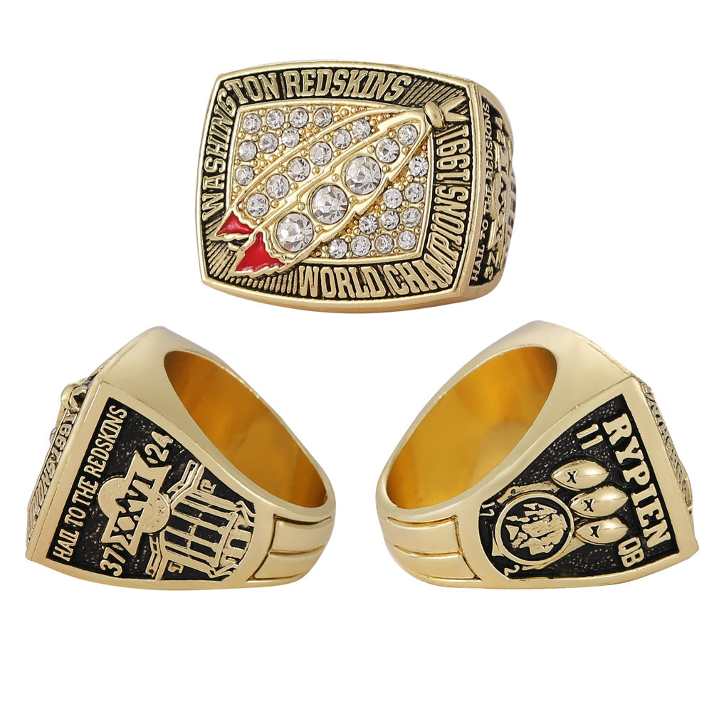 Gempoetry | 26th NFL 1991-1992 Washington Redskins Championship Ring Washington Commander Alloy Diamond Men's Ring