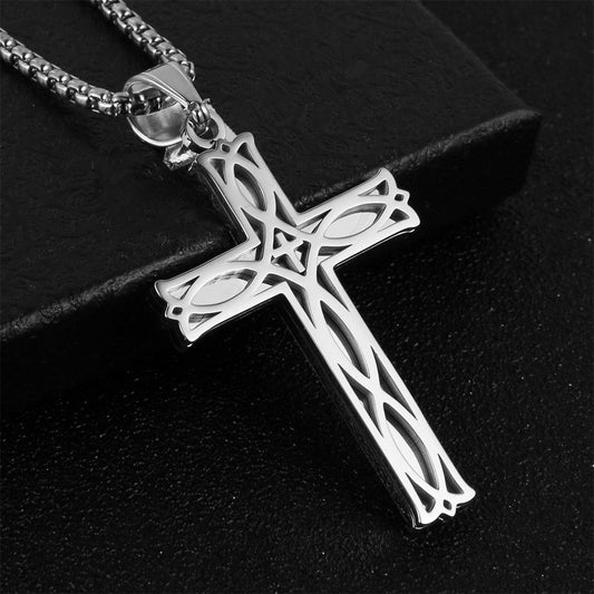 Gempoetry | Trendy men's stainless steel Celtic knot cross, personalized and versatile Irish pendant necklace