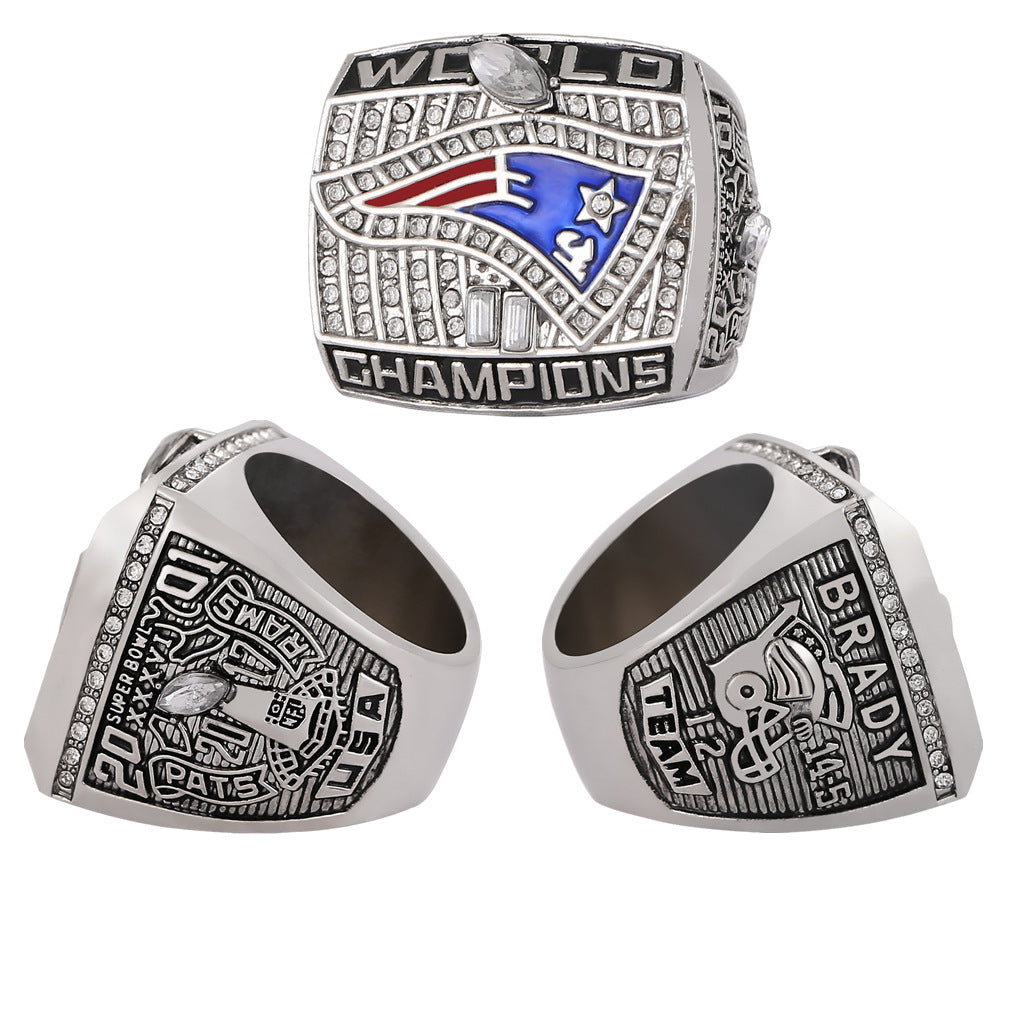 Gempoetry | 36th NFL 2001-2002 New England Patriots Championship Ring Alloy Diamond Men's Ring