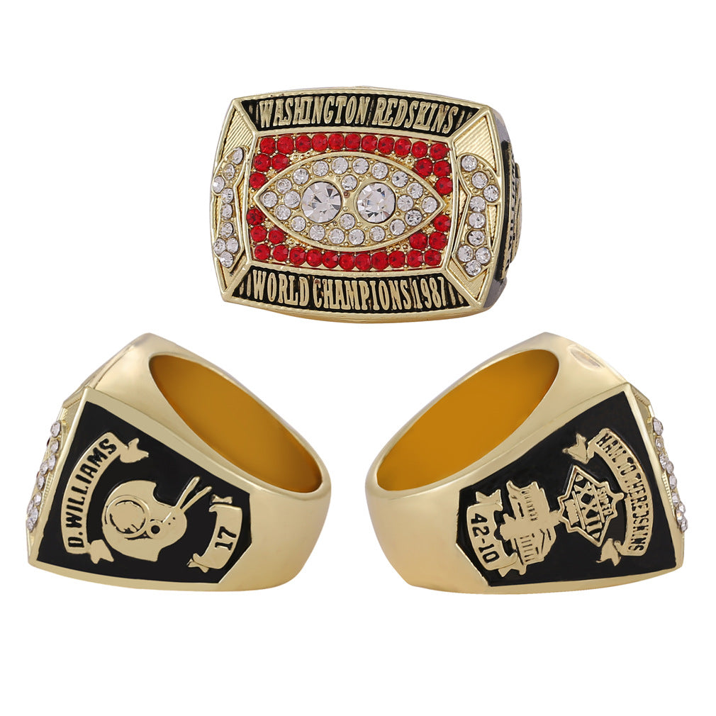 Gempoetry | 22nd NFL 1987-1988 Washington Redskins Championship Ring Washington Commander Alloy Diamond Men's Ring