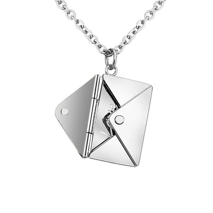 Gempoetry | Literary envelope can be opened, commemorative design sense, English letter card, stainless steel titanium steel necklace