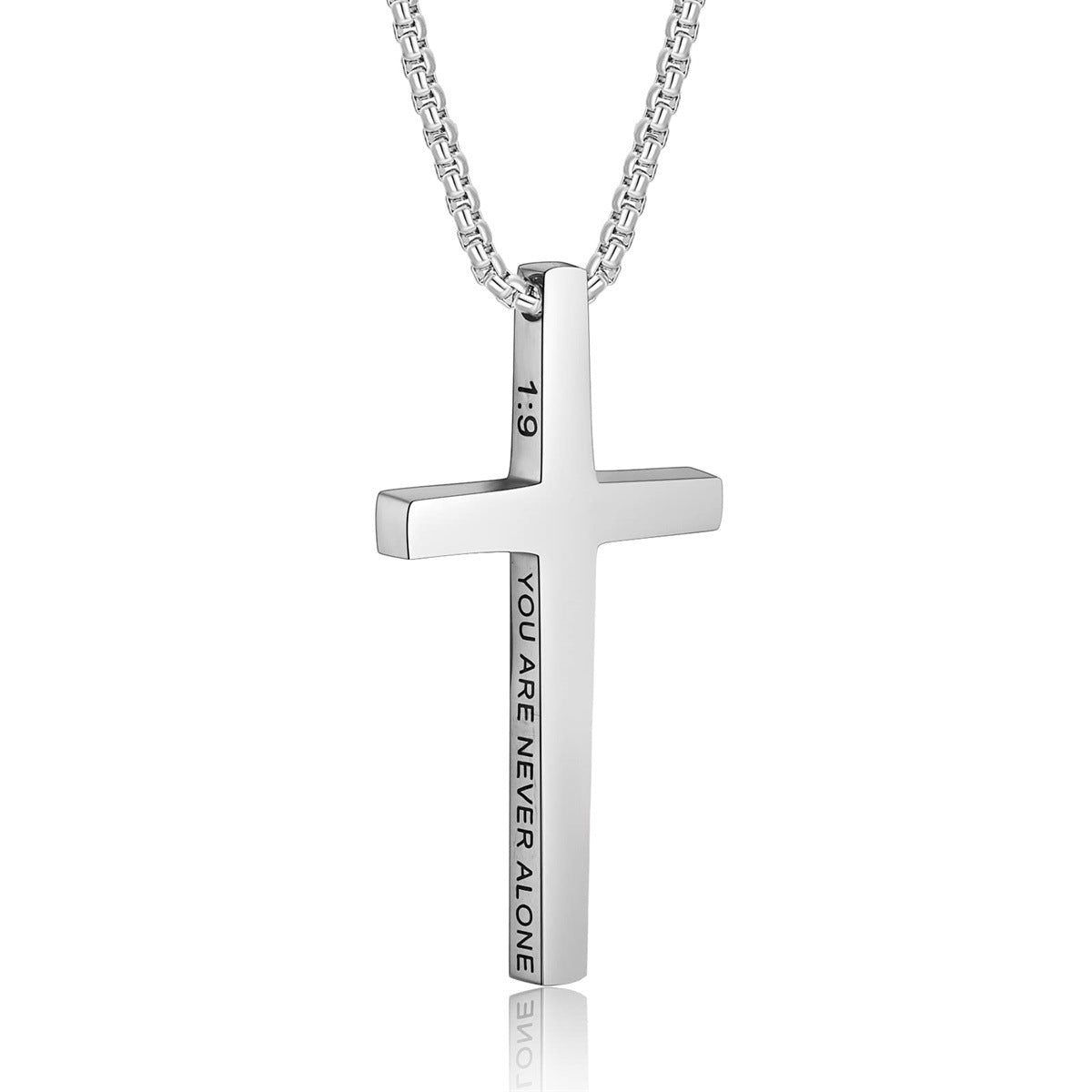 Gempoetry | Men's Bible Verses Stainless Steel Cross Pendant Necklace Fashionable and Simple Religious Gift