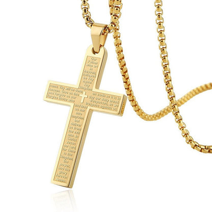 Gempoetry | Titanium steel gold cross necklace men's hip-hop titanium steel pendant sweater chain American hip-hop necklace men's black gold accessories trendy