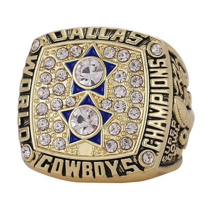 Gempoetry | 12th NFL 1977-1978 Dallas Cowboys NFL Football League silver ring environmentally friendly alloy men's ring