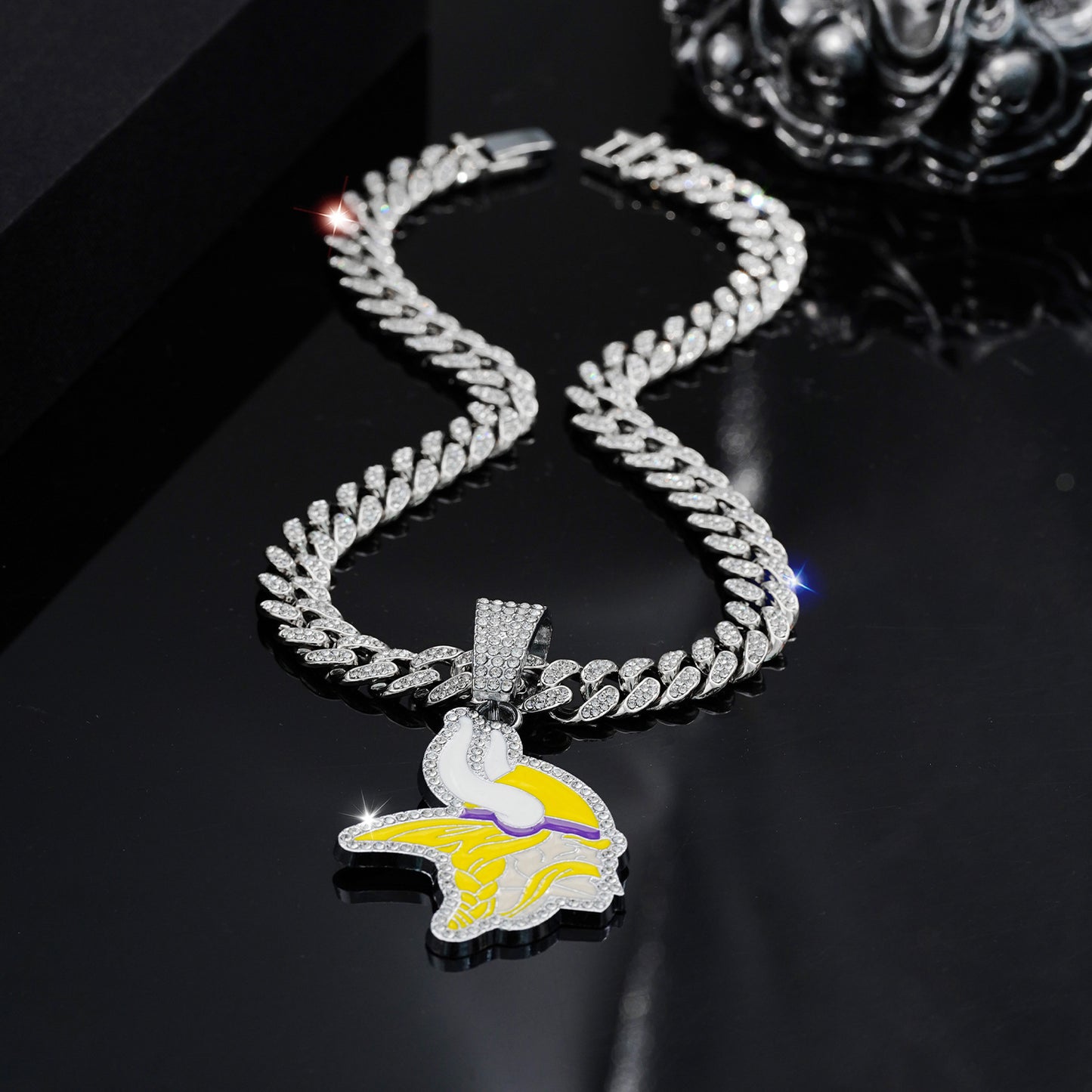 Gempoetry | NFL Minnesota Vikings Football Team Pendant Necklace with Male Personality Full Diamond Hip Hop Cuban Chain