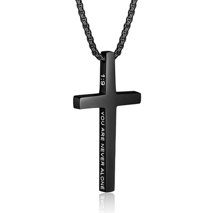 Gempoetry | Men's Bible Verses Stainless Steel Cross Pendant Necklace Fashionable and Simple Religious Gift