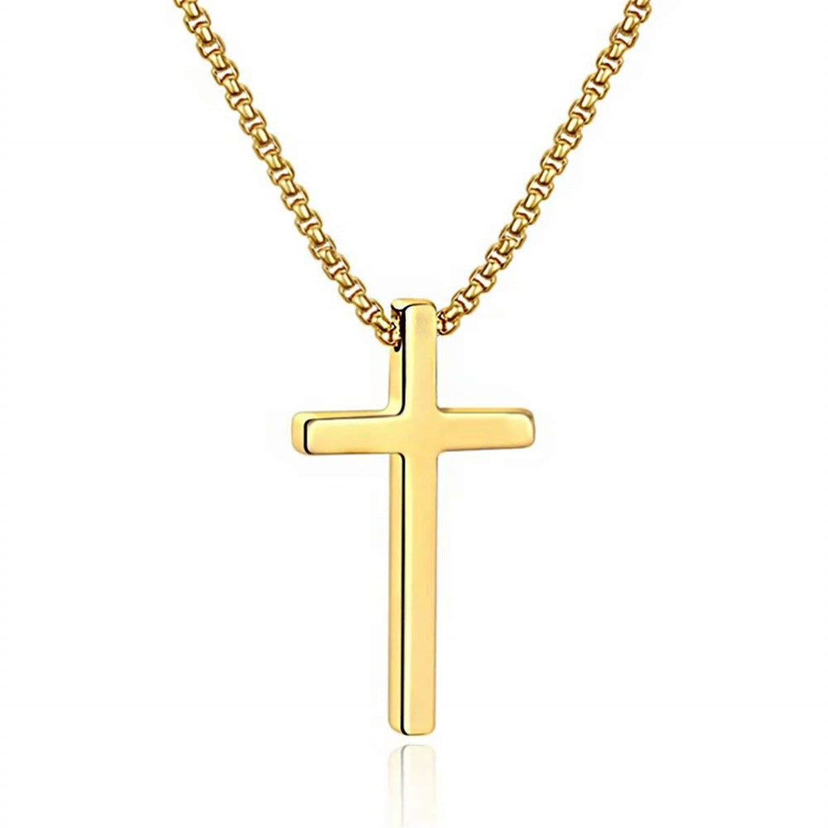 Gempoetry | New Ins style minimalist titanium steel black cross necklace, trendy men's versatile pendant, sweater chain accessory