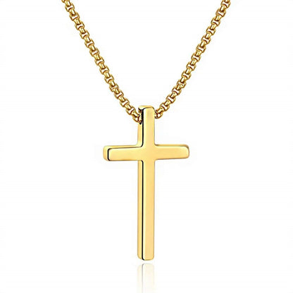 Gempoetry | New Ins style minimalist titanium steel black cross necklace, trendy men's versatile pendant, sweater chain accessory