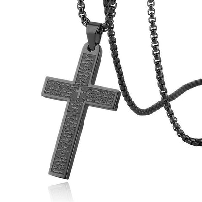 Gempoetry | Titanium steel gold cross necklace men's hip-hop titanium steel pendant sweater chain American hip-hop necklace men's black gold accessories trendy