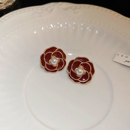 Gempoetry | Retro Ankora Red Pearl Earrings, New Popular, Unique, and Uniquely Designed for Women, High End Earrings