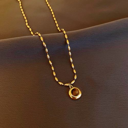 Gempoetry |French retro light luxury tiger eye stone necklace, women's niche copper pendant, collarbone chain, temperament, high-end accessories, and accessories