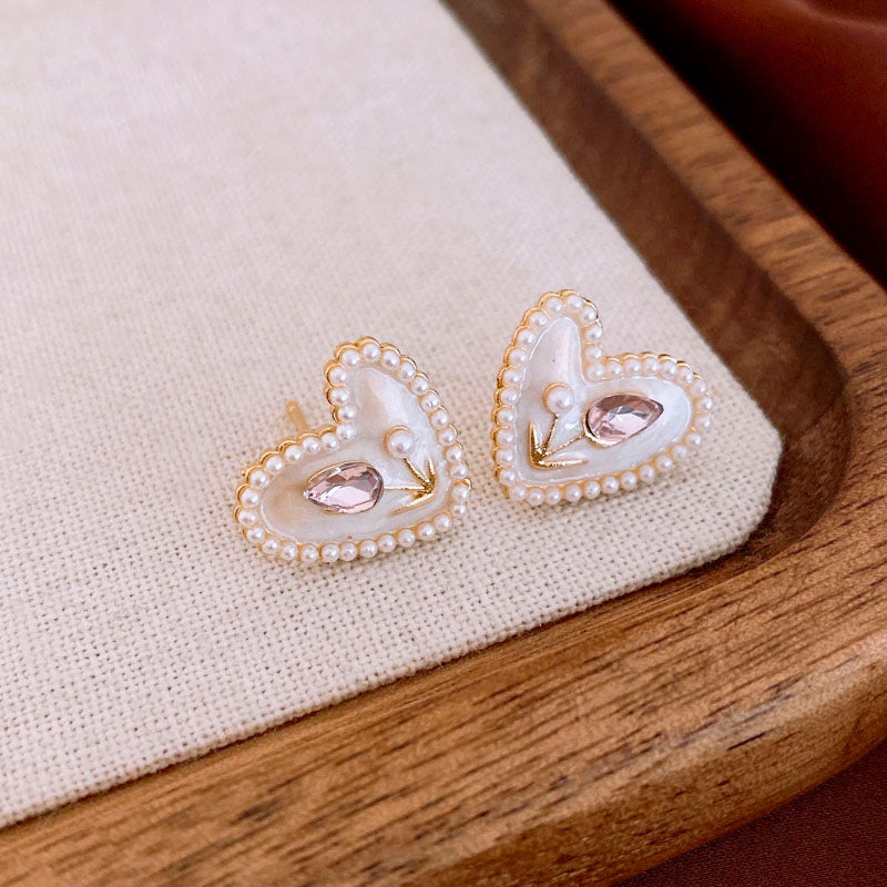 Gempoetry | Tulip Love Pearl Earrings Women's High End Earrings 925 Pure Silver Needle Earrings Autumn and Winter New Popular Products