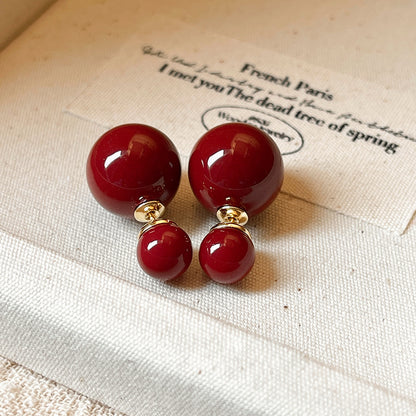 Gempoetry | Double sided bean earrings, Ankra red earrings, new popular style, high-end retro earrings for women