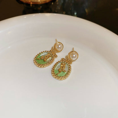 Gempoetry | Middle French enamel earrings for women with a niche design sense, high-end and luxurious earrings, new trendy autumn and winter temperament earrings