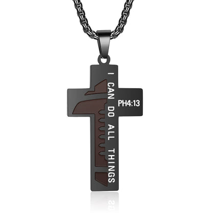 Gempoetry | Sports style stainless steel football cross colored oil drop pendant punk hip-hop trendy men's titanium steel necklace