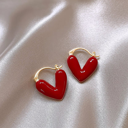 Gempoetry | French Ankela Red Drop Glazed Love Earrings for Women, New Popular Fashion Earrings, Small and High End Earrings