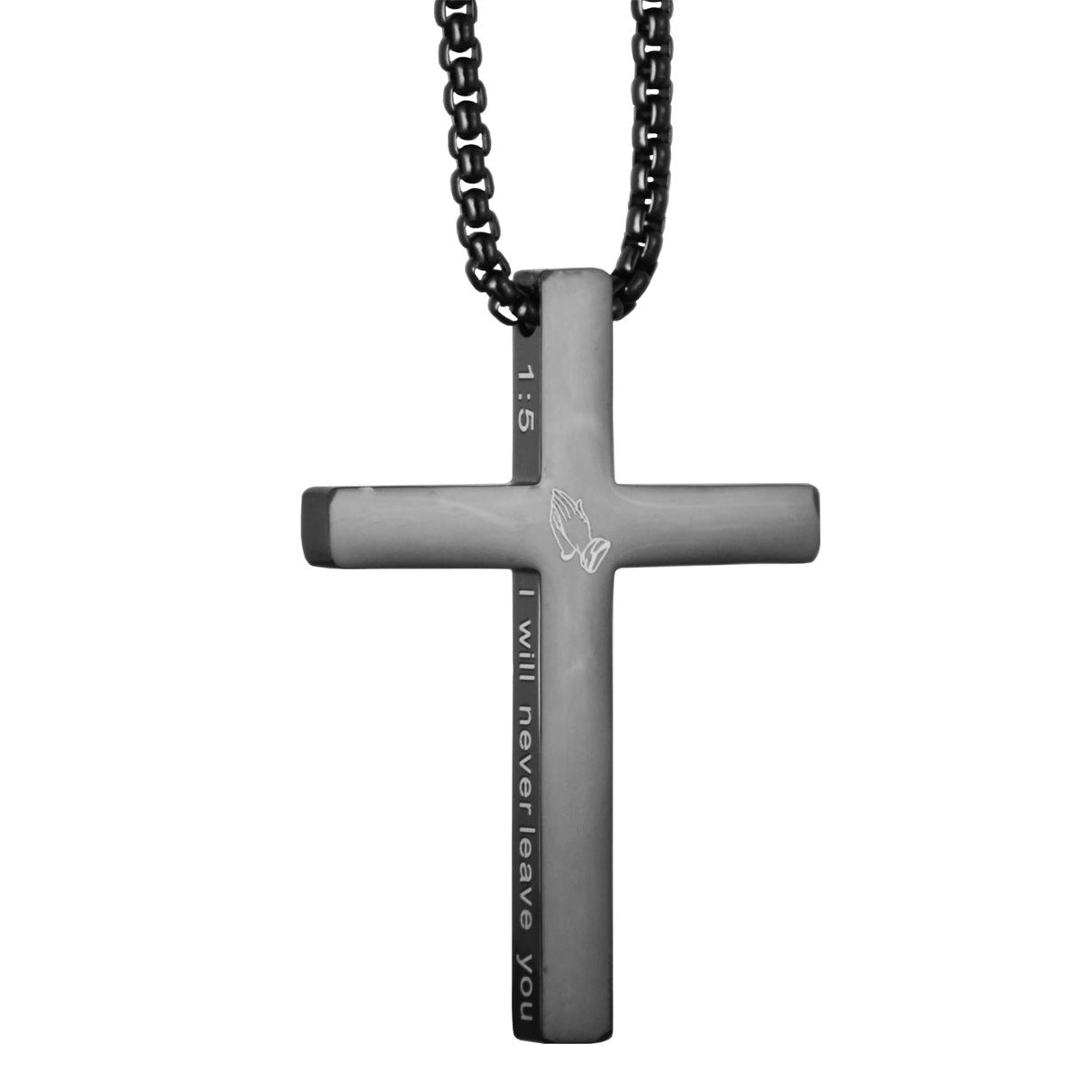 Gempoetry | Stainless steel cross pendant necklace laser engraved scripture faith jewelry gift