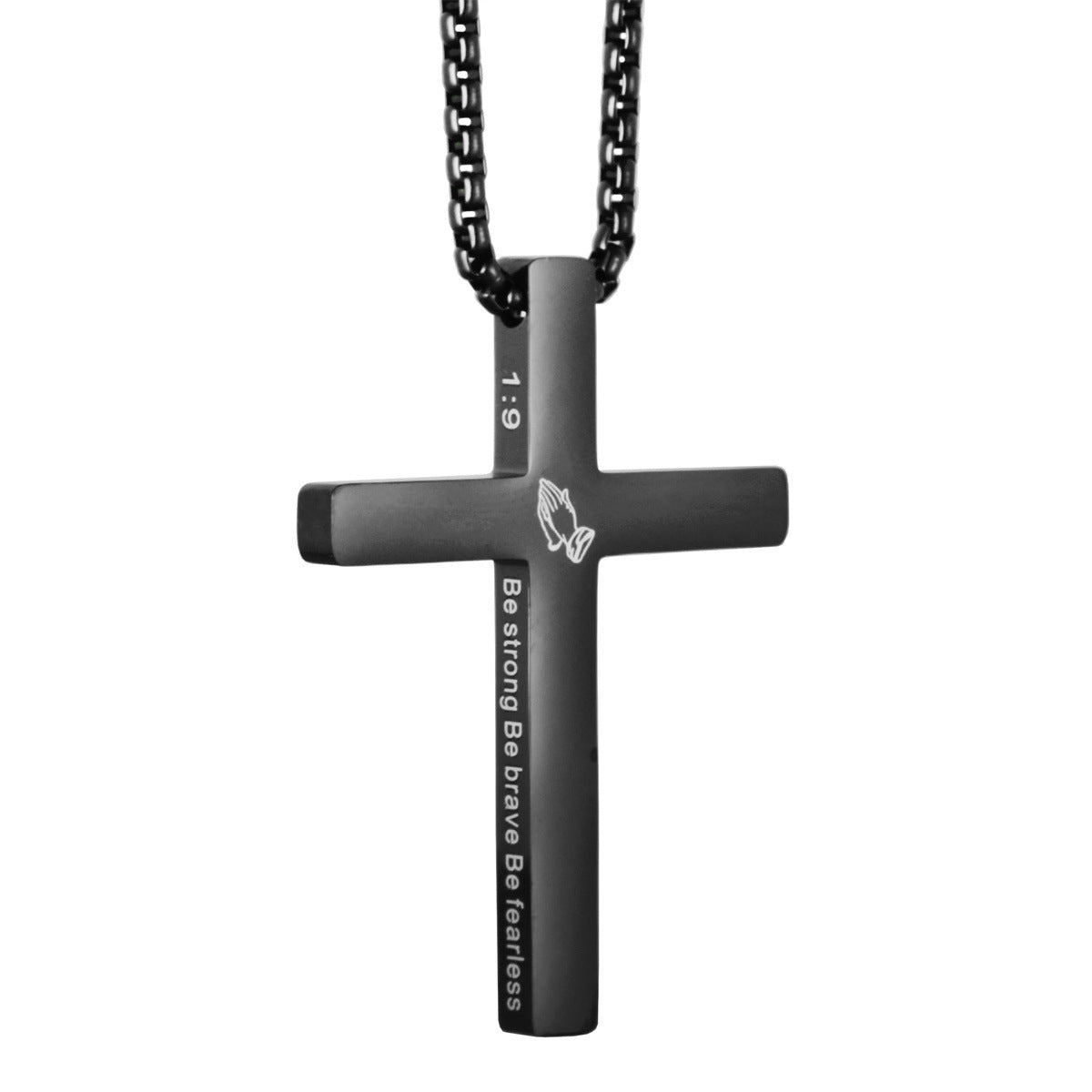 Gempoetry | Stainless steel cross pendant necklace laser engraved scripture faith jewelry gift