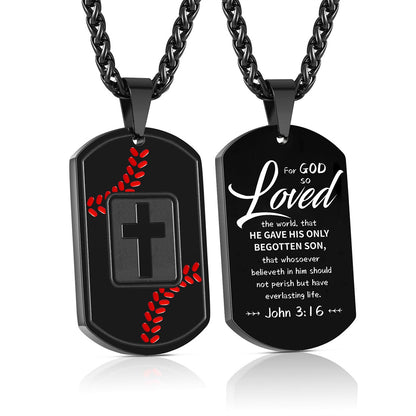 Gempoetry | New baseball cross military pendant necklace for men, versatile European and American sports style