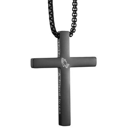 Gempoetry | Stainless steel cross pendant necklace laser engraved scripture faith jewelry gift