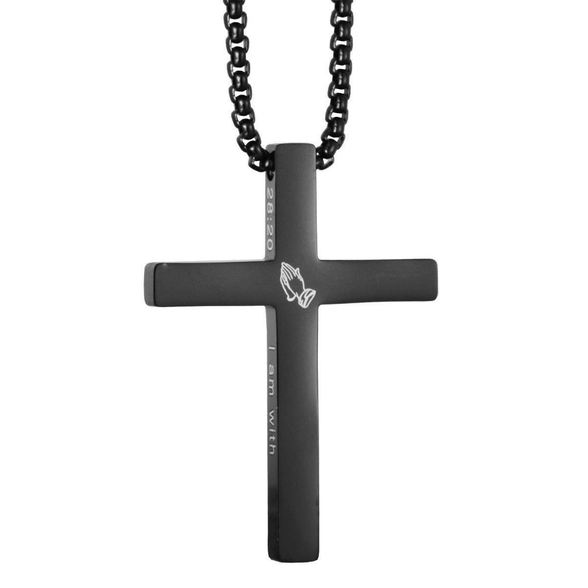 Gempoetry | Stainless steel cross pendant necklace laser engraved scripture faith jewelry gift