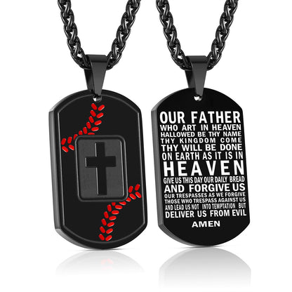 Gempoetry | New baseball cross military pendant necklace for men, versatile European and American sports style