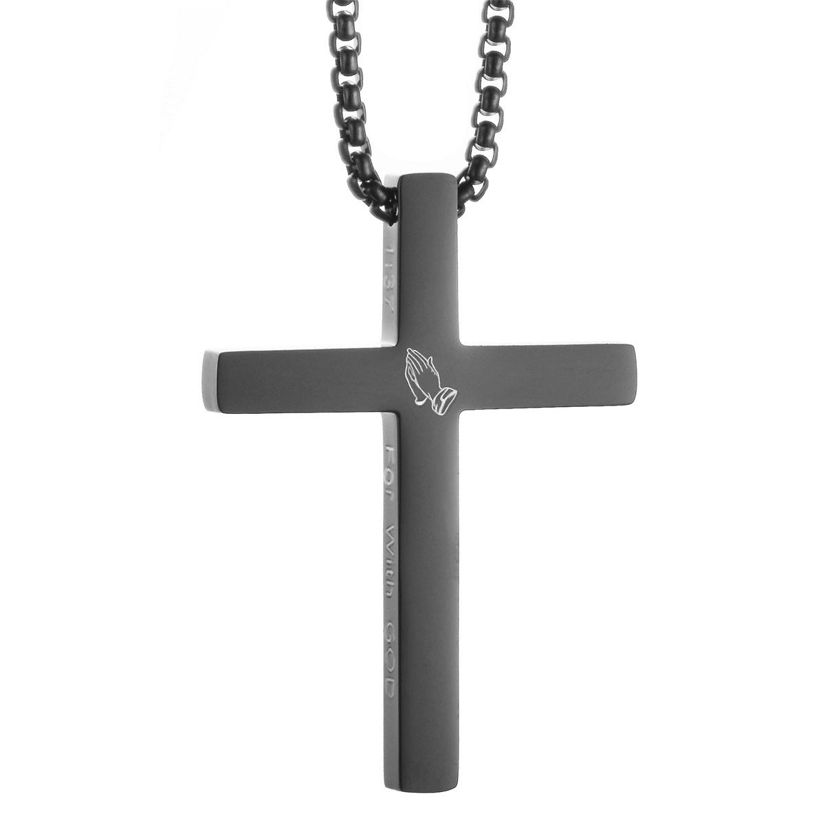 Gempoetry | Stainless steel cross pendant necklace laser engraved scripture faith jewelry gift