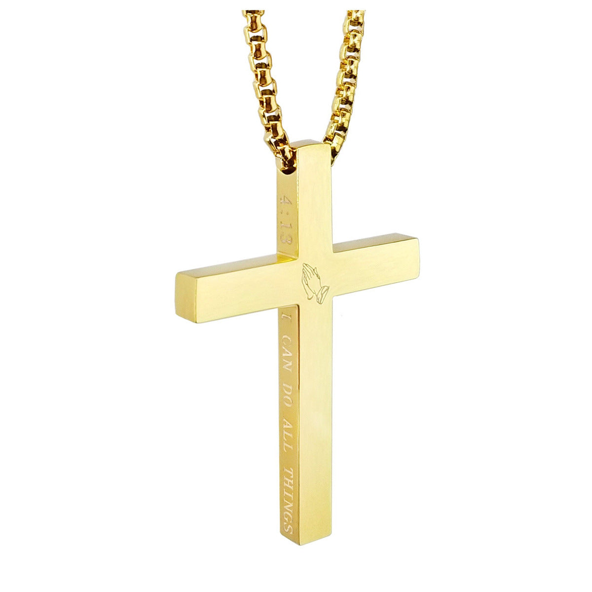 Gempoetry | Stainless steel cross pendant necklace laser engraved scripture faith jewelry gift