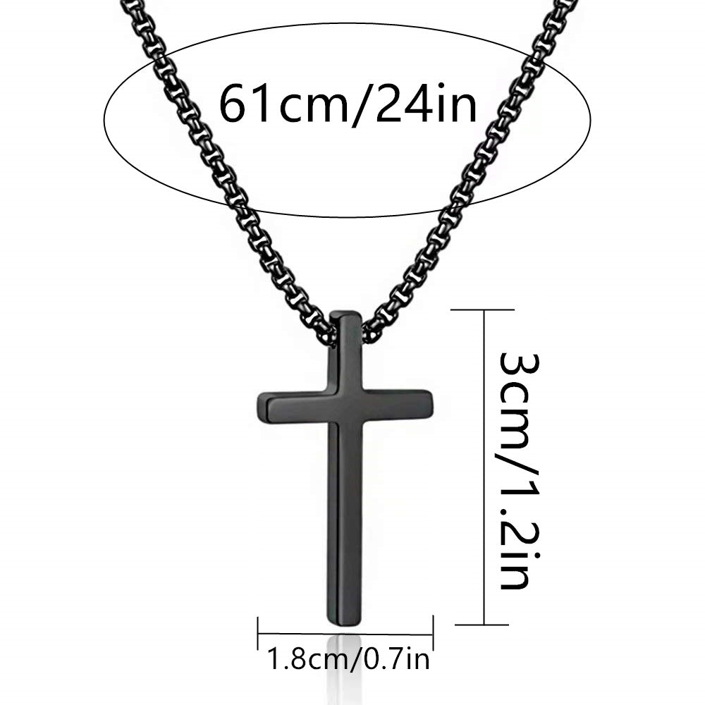 Gempoetry | New Ins style minimalist titanium steel black cross necklace, trendy men's versatile pendant, sweater chain accessory