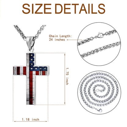 Gempoetry | Stainless steel national flag cross pendant necklace, neutral and fashionable titanium steel necklace