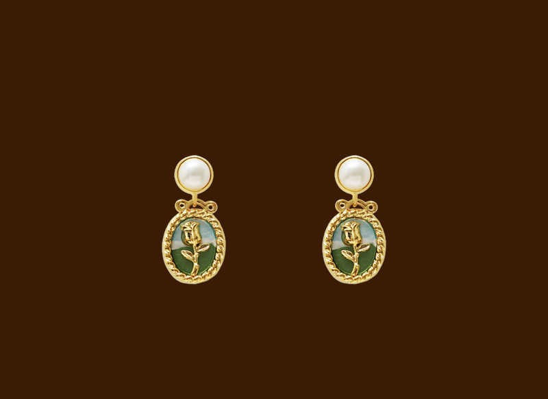 Gempoetry | Middle French enamel earrings for women with a niche design sense, high-end and luxurious earrings, new trendy autumn and winter temperament earrings