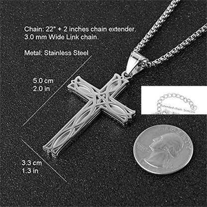 Gempoetry | Trendy men's stainless steel Celtic knot cross, personalized and versatile Irish pendant necklace