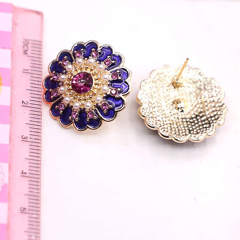 Gempoetry | Fashion New Fresh Plant Flower Sunflower Female Earrings European and American Vintage Purple Diamond Violet Small Flower Earrings