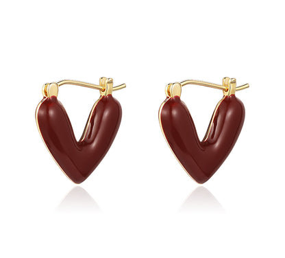 Gempoetry | French Ankela Red Drop Glazed Love Earrings for Women, New Popular Fashion Earrings, Small and High End Earrings