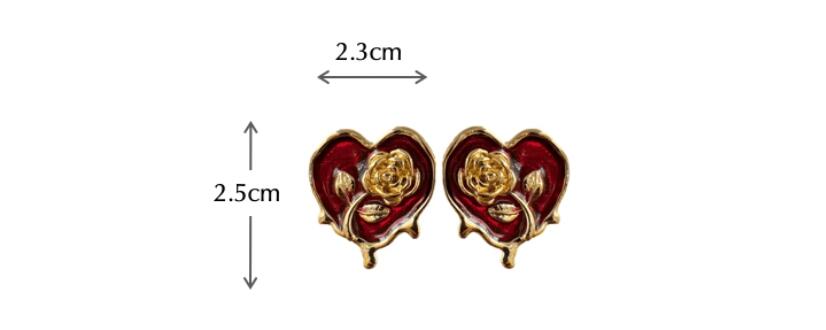 Gempoetry | Vintage Oil Drop Rose Love 925 Silver Needle Earrings Fashionable French Niche Charm High End Earrings for Women