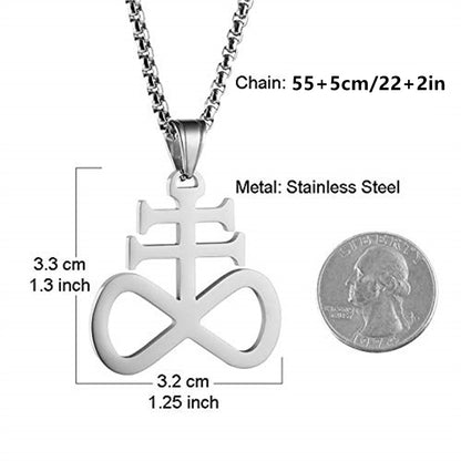 Gempoetry | New Satan Cross 8-Character Pendant Necklace Stainless Steel Religious Graphic Men's and Women's Fashion Accessories