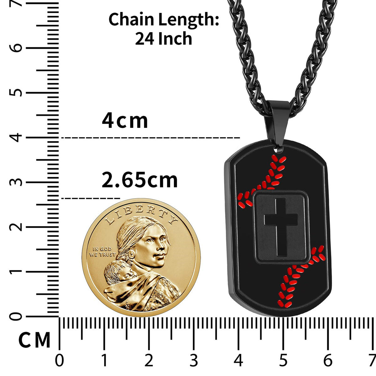 Gempoetry | New baseball cross military pendant necklace for men, versatile European and American sports style