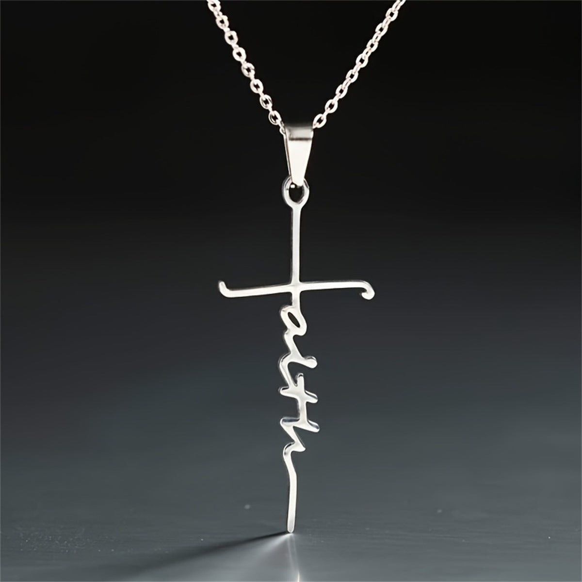 Gempoetry | Cross necklace titanium steel ins wind stainless steel jewelry letter faith pendant in stock