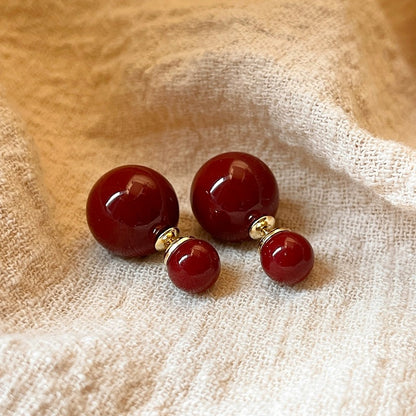 Gempoetry | Double sided bean earrings, Ankra red earrings, new popular style, high-end retro earrings for women