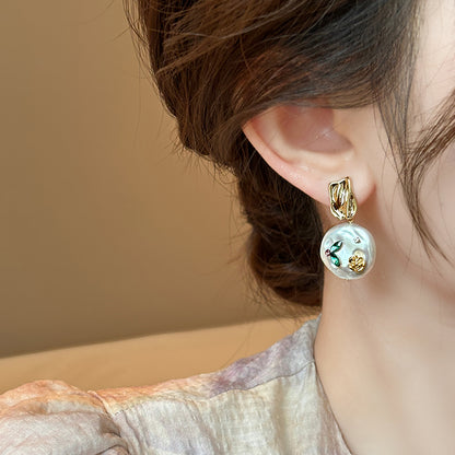 Gempoetry | Middle French enamel Monet Garden Baroque pearl earrings for women with a niche design and unique temperament, high-end earrings, light luxury earrings