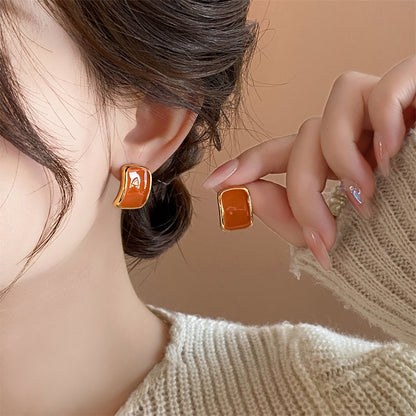 Gempoetry | Autumn and winter Mirad square earrings for women, popular new styles, light luxury high-end temperament earrings, niche unique earrings