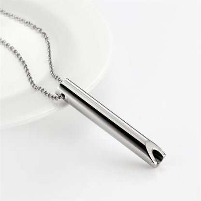 Gempoetry | Titanium steel whistle meditation mindfulness breathing decompression anxiety yoga stainless steel pendant necklace