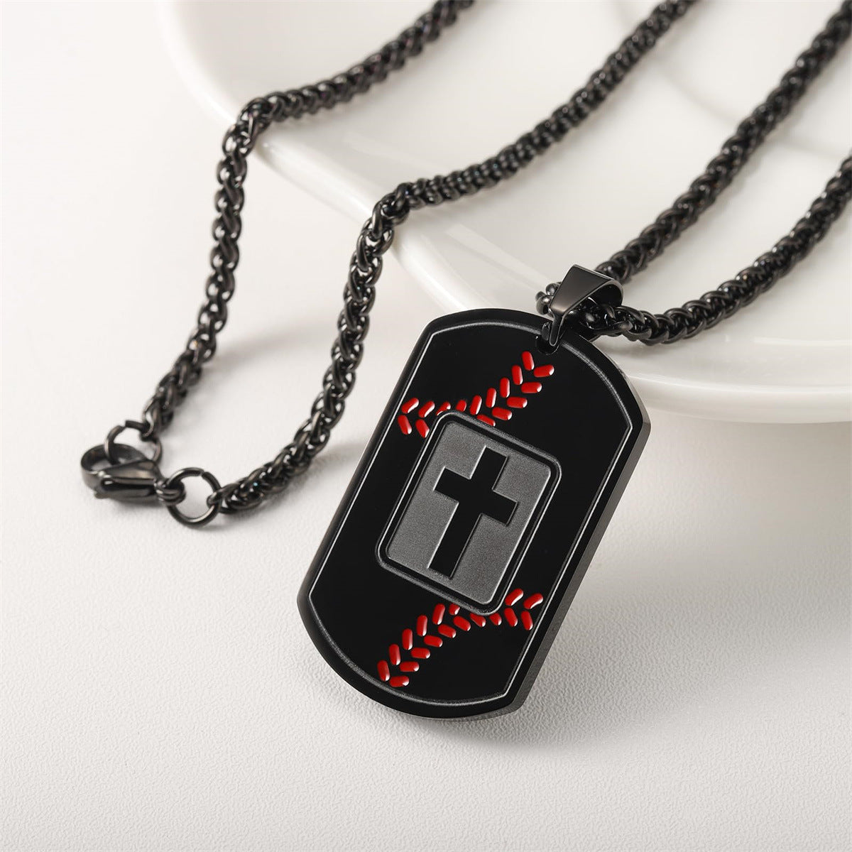 Gempoetry | New baseball cross military pendant necklace for men, versatile European and American sports style