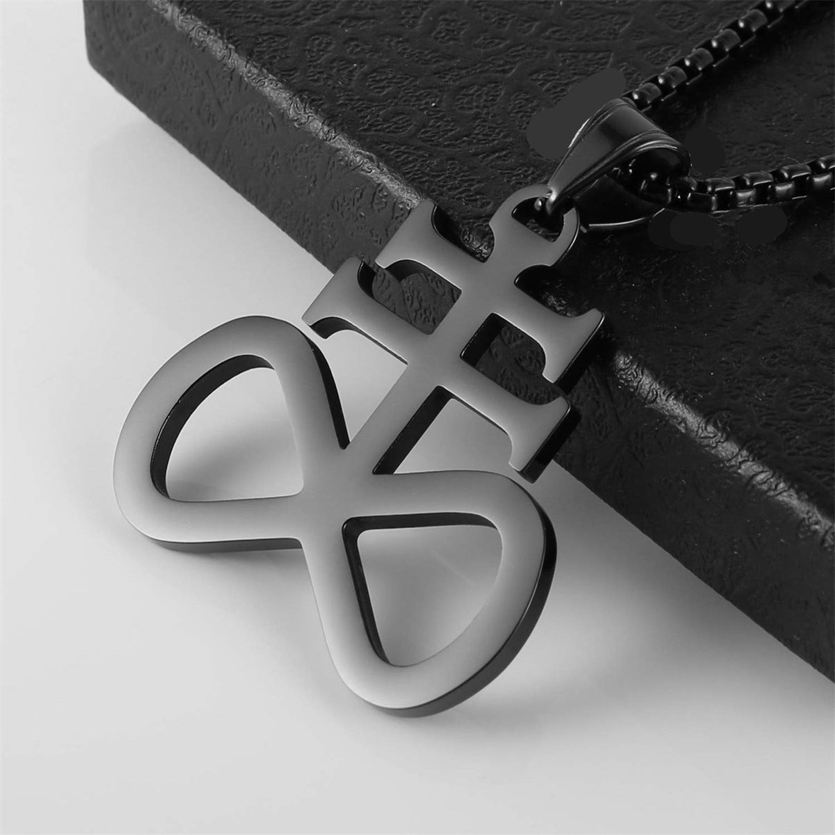 Gempoetry | New Satan Cross 8-Character Pendant Necklace Stainless Steel Religious Graphic Men's and Women's Fashion Accessories