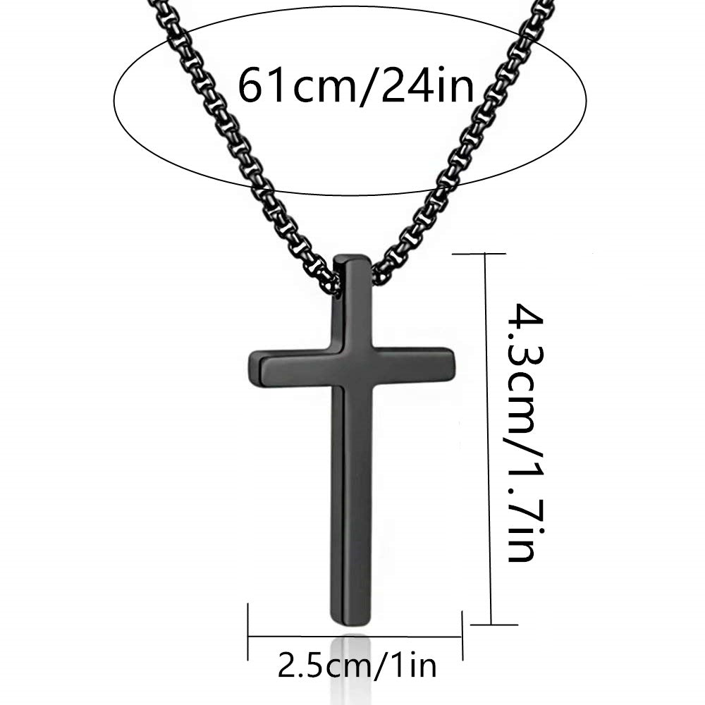 Gempoetry | New Ins style minimalist titanium steel black cross necklace, trendy men's versatile pendant, sweater chain accessory