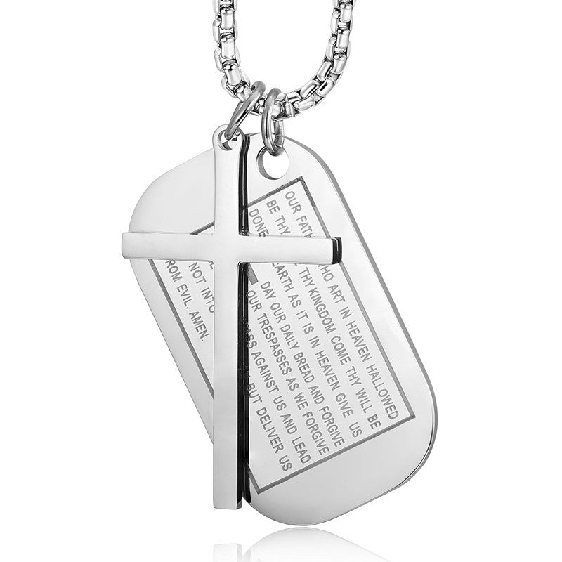 Gempoetry | Fashionable classic stainless steel cross titanium steel pendant, trendy men's versatile military brand necklace